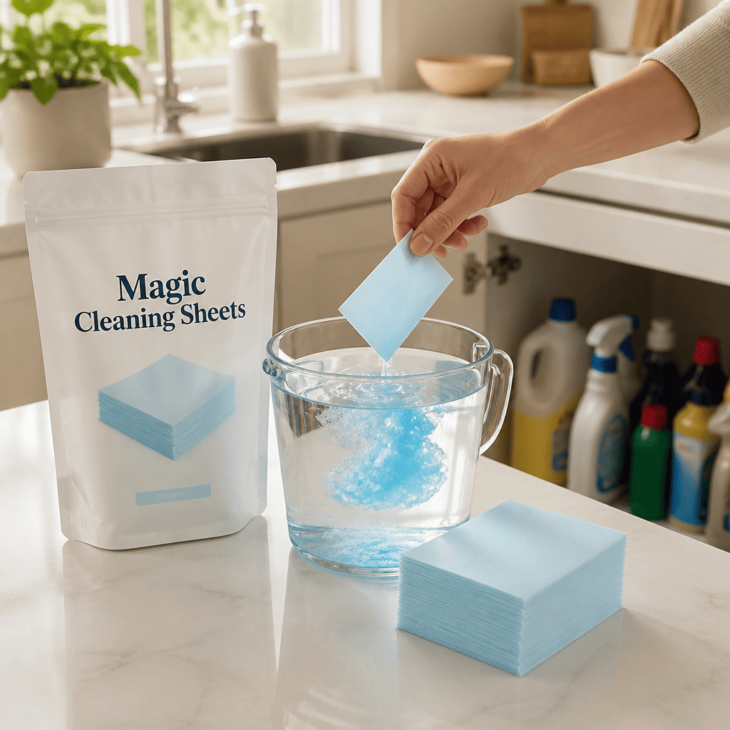 Magic Cleaning Sheets dissolving in water