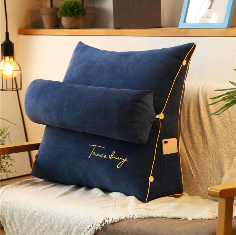 Luxury Backrest Reading Pillow Soothing Home   NavyBlue 